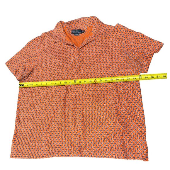 Men's Polo Ralph Lauren Featherweight Mesh Polo Shirt Orange Geometric XXL |P1 - Picture 4 of 5